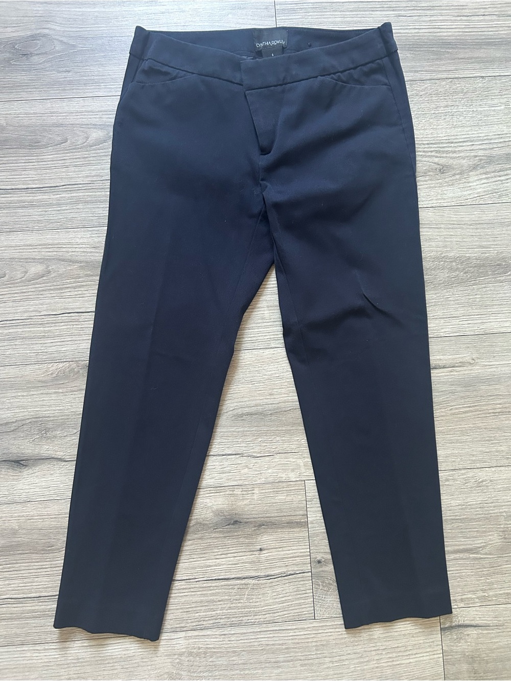 Cynthia Rowley Navy Blue Ankle Dress Pants Size 6, Flat Front Stretch Trouser